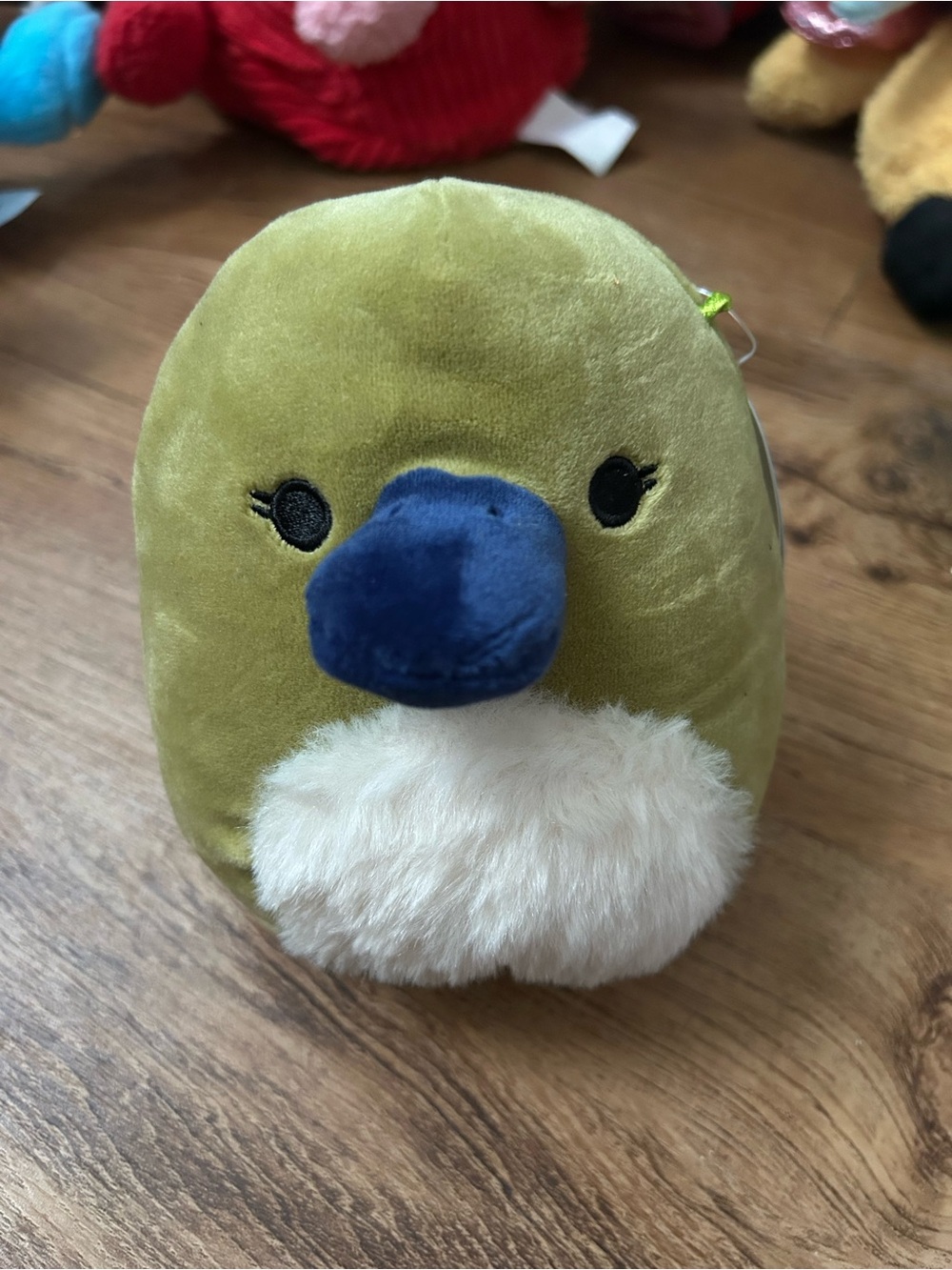 Squishmallows Olive Green Plush with Blue Beak and Cream Chest
